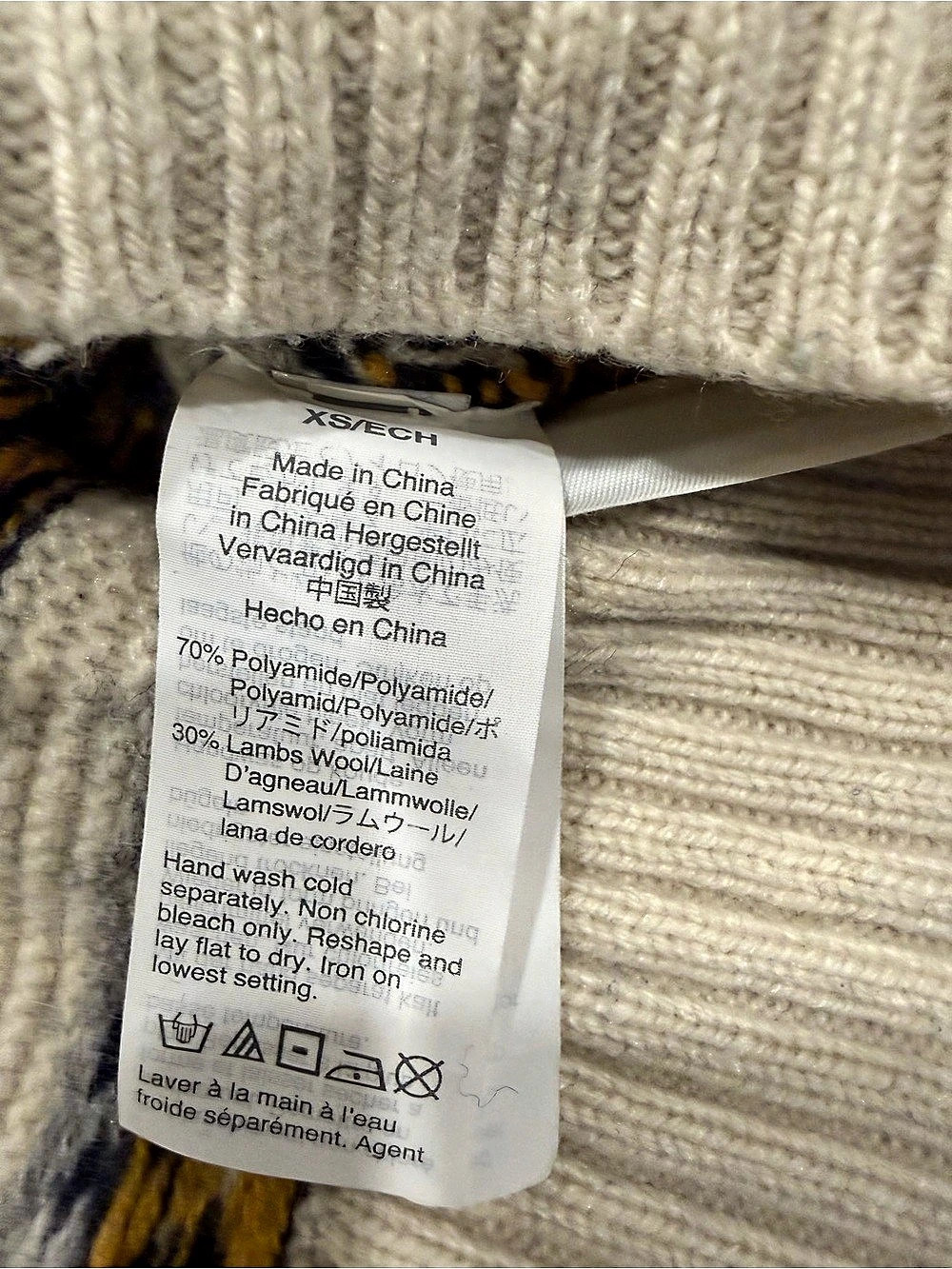 J.Crew Fair Isle Mockneck Pullover Sweater Cream & Blue XS - Picture 4 of 5